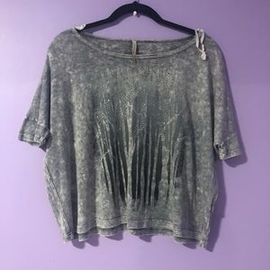 Acid Wash Embellished Zebra Crop Top